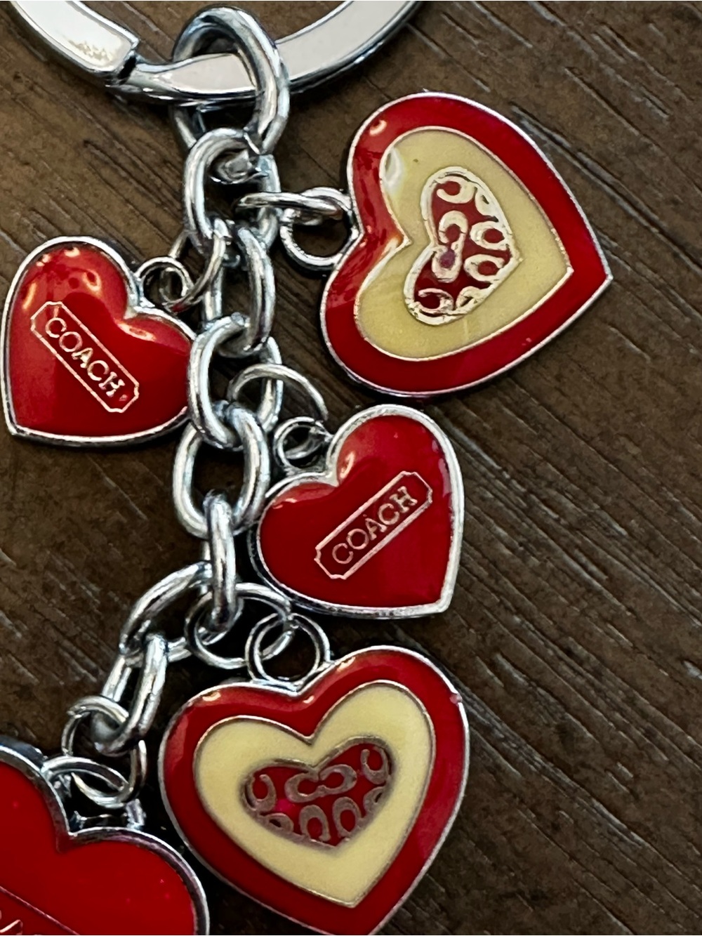 Coach Vintage Red and Cream Heart Charm Keyring/ Bag Charm - Picture 3 of 5